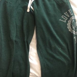 Green Boyfriend Fit Pink Victoria Secret Sweats